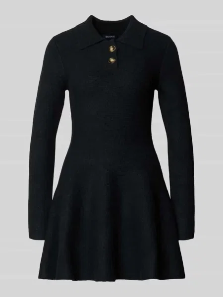 Sukienka koktajlowa taliowana z dodatkiem wełny model ‘LEXTER’ Bardot czarna