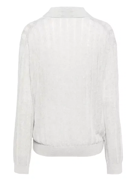 Top Recto tricotate transparente gri