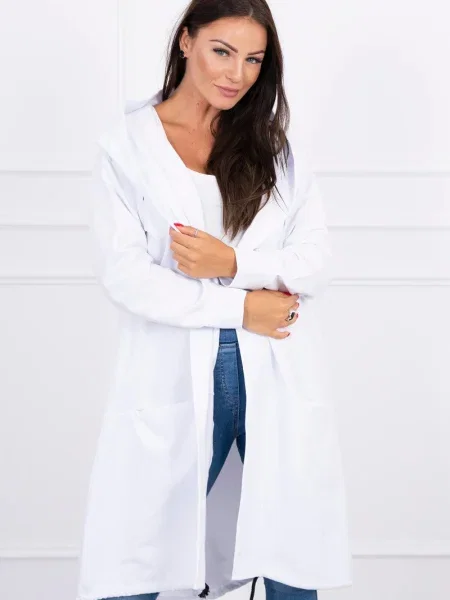 Geacă Kesi cu glugă alb