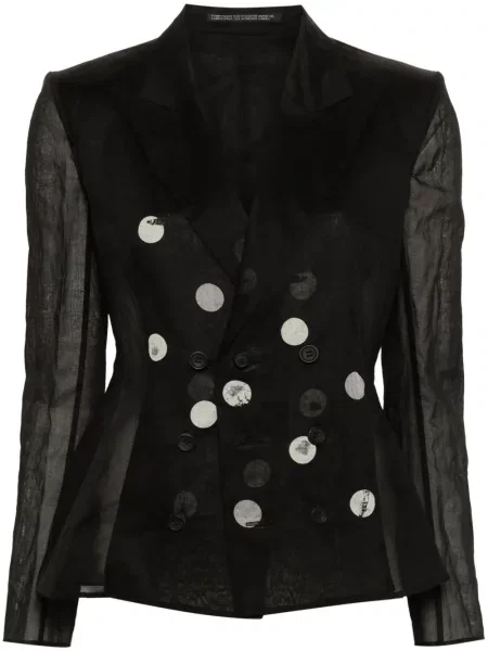 Przezroczysta marynarka Yohji Yamamoto dwurzędowa czarna