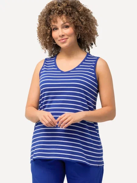 Ulla Popken Top albastru / albastru cobalt alb