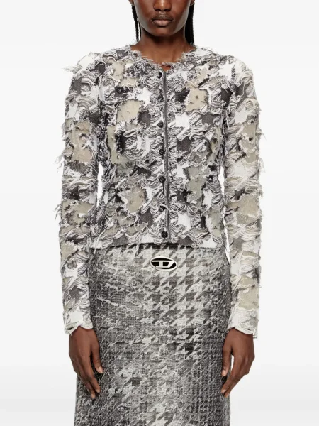 Cardigan Diesel din jacard alb