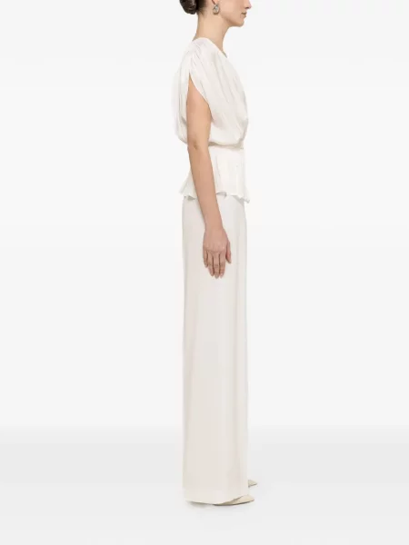 Top Nissa cu decolteu în V alb