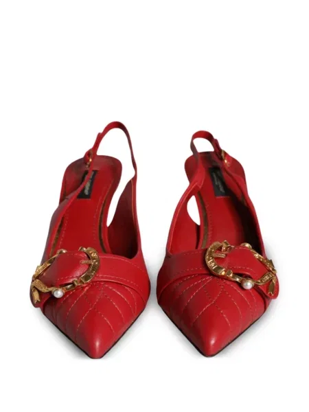 Matlasat pantofi cu toc Dolce & Gabbana din piele roșu