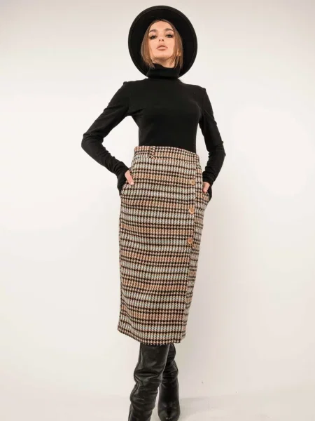 Спідниця міді RiMari бавовна/поліестер жовтий