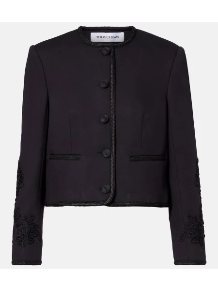Geacă Veronica Beard cu broderie albastru