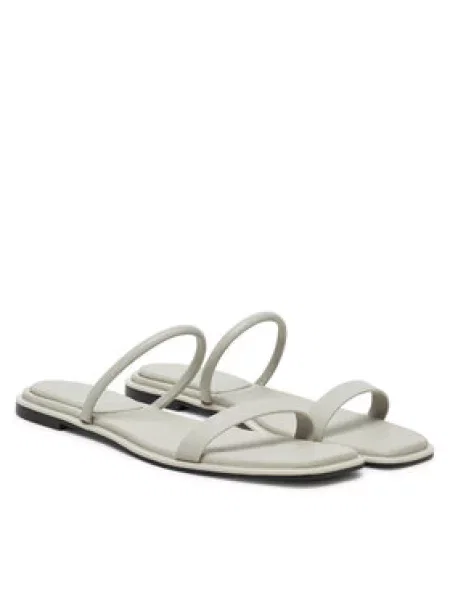 Calvin Klein Sandály Flat Sandal Squared Lth Béžová šedé