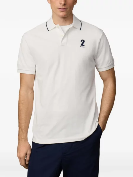 Tricou polo Hackett London tricotate alb