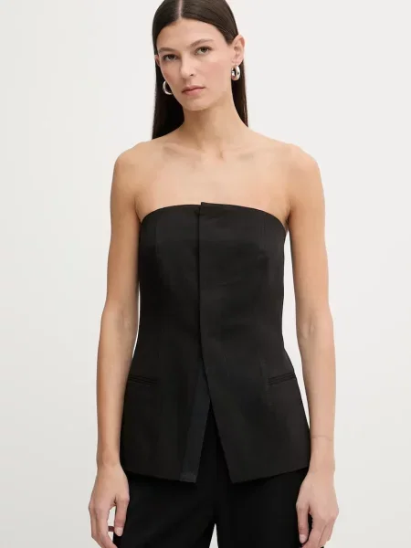 G-Star bluzka z domieszką wełny 0 gładka czarny