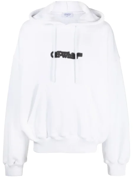Hanorac cu glugă Off-white cu imagine alb