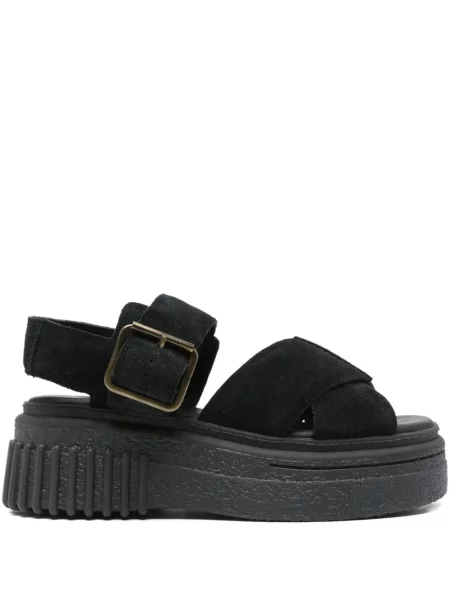 Sandale Clarks cu platformă cu cataramă negru