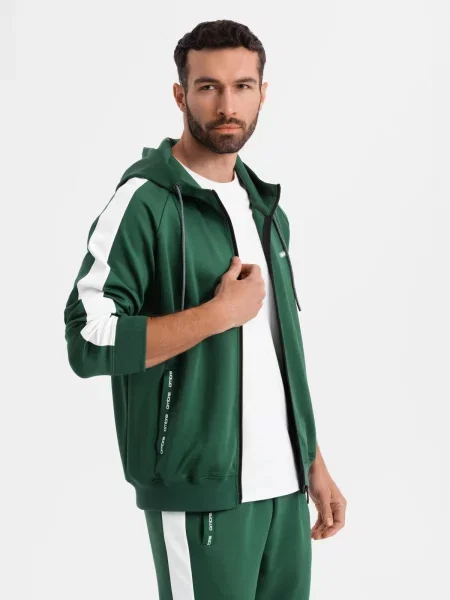 Pantaloni de jogging Ombre cu guler de stand-up alb