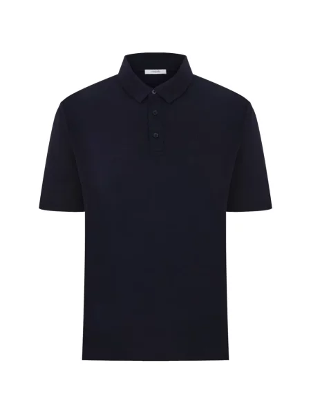 Tricou polo Megusta din lână merinos albastru