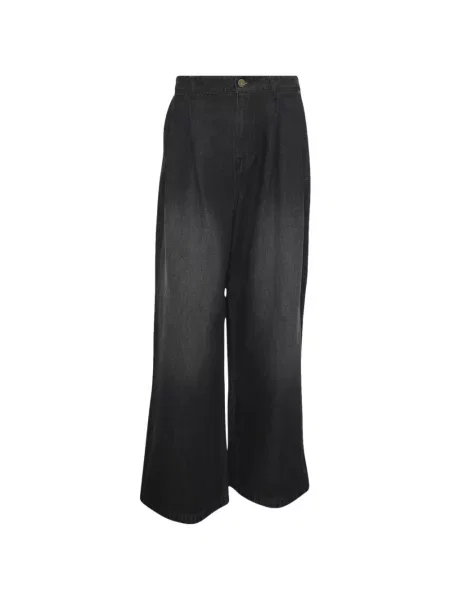Blugi cu picior larg Adidas cu broderie negru