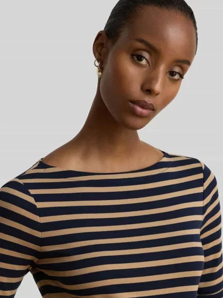 T-shirt o kroju slim fit z mieszanki bawełny Lauren Ralph Lauren granatowa