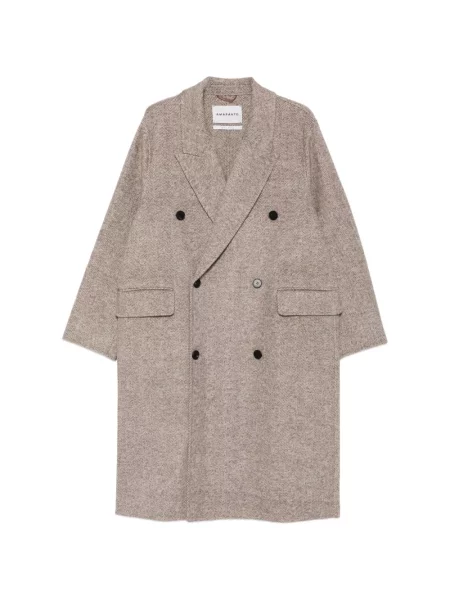 Palton Amaranto cu model herringbone cu două rânduri de nasturi