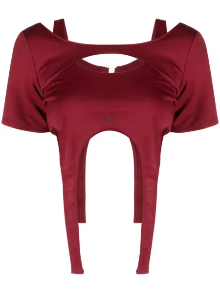 Koszulka Heliot Emil asymetryczna o krotszym kroju czerwona