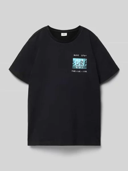 T-shirt o kroju regular fit z czystej bawełny S.oliver Red Label czarna