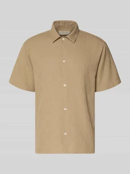 Koszula casualowa o kroju regular fit z fakturowanym wzorem model MONTAUK' Jack & Jones beżowa