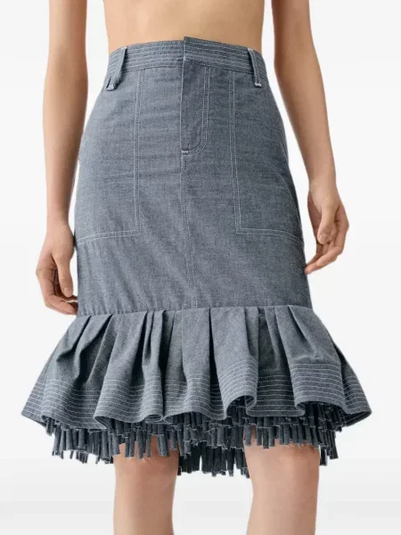 Fustă Jacquemus cu franjuri albastru