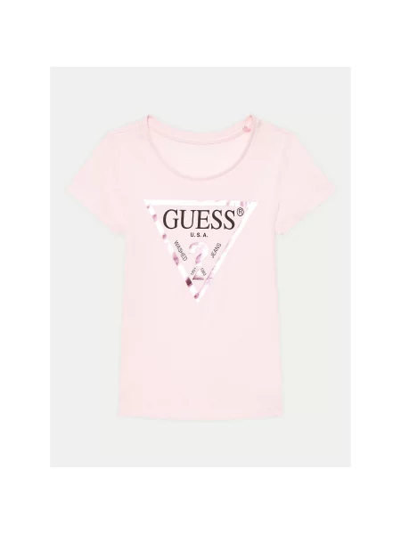 Guess Marškinėliai Regular Fit rožinė