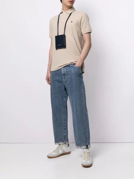 Δερμάτινα sneakers Polo Ralph Lauren με σχέδιο καφέ