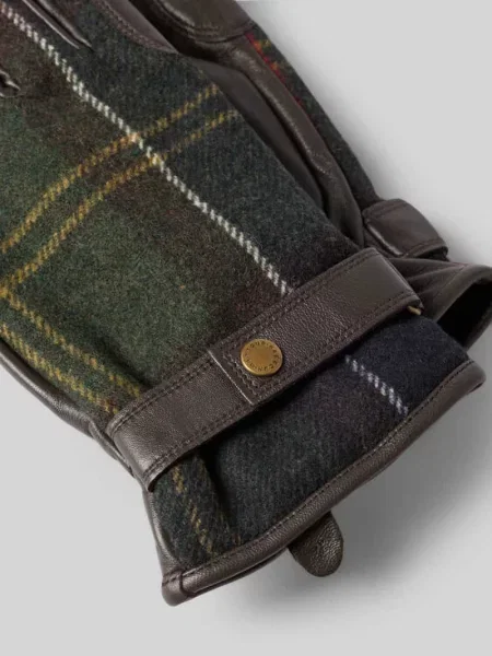 Rękawiczki z wełny z rzemiennym paskiem Barbour zielone