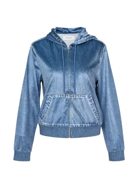 Hanorac cu glugă Rag & Bone de catifea albastru