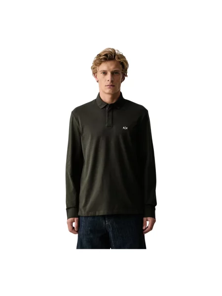 Armani Exchange longsleeve z bawełną zielona