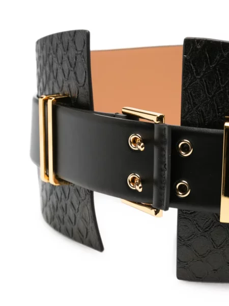 Cu centură curea Elisabetta Franchi cu model piele de șarpe negru