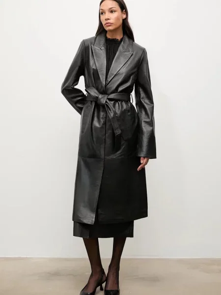 Шкіряний плащ Answear.LAB чорний
