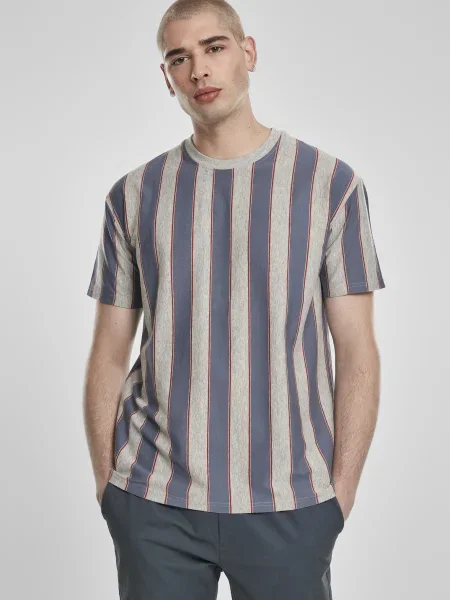 Majica Urban Classics s črtami s potiskom siva