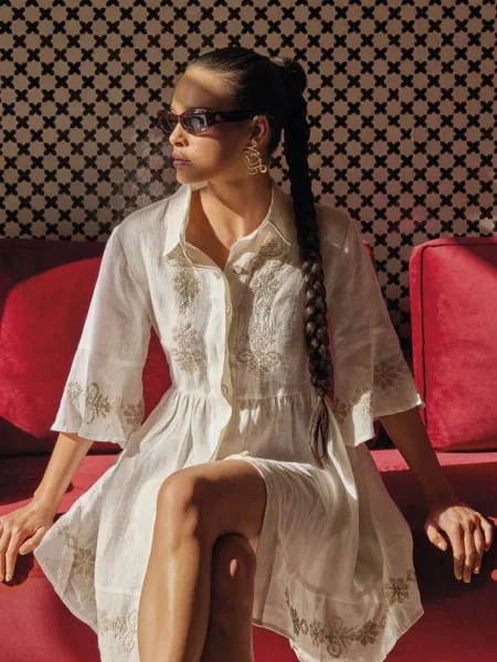 Летнее платье-рубашка біла