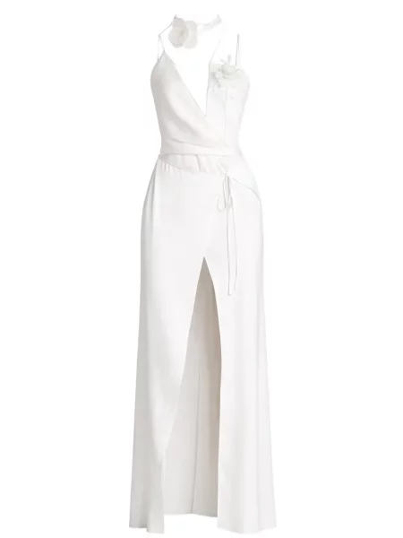 Rochie David Koma cu model floral alb