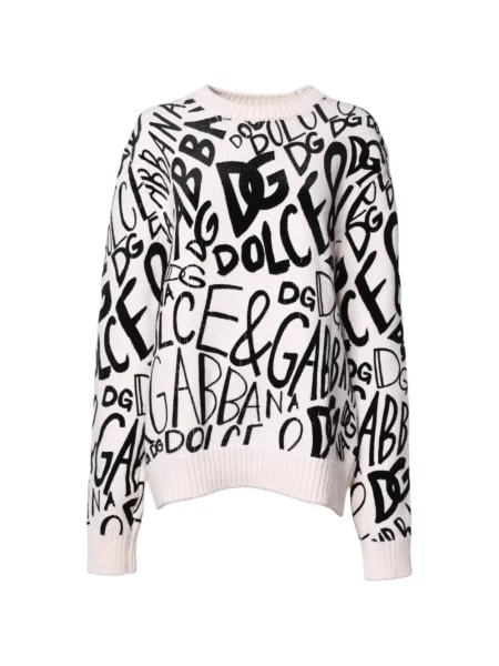 Pulover Dolce & Gabbana cu autograf alb