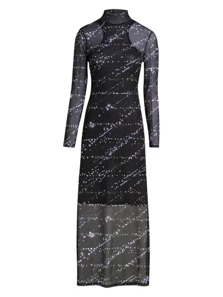KARL LAGERFELD JEANS Rochie de seară lila / negru alb