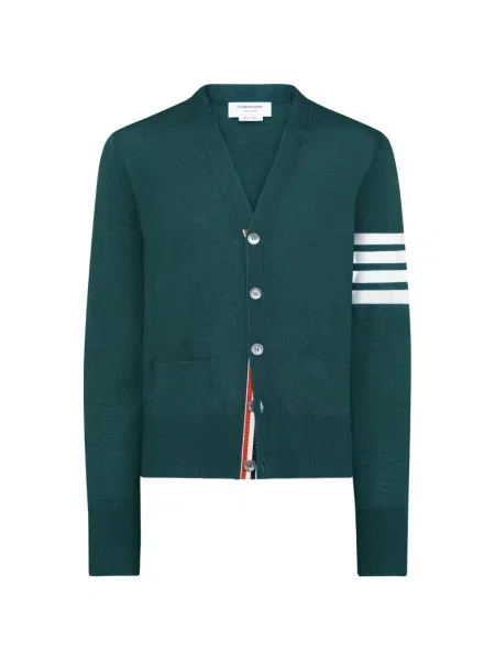 Cardigan Thom Browne cu decolteu în V verde