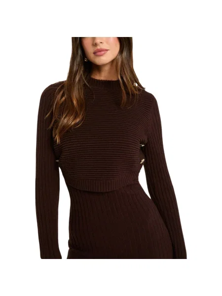 Morgan rochie și pulover mini mulată RMOMO maro