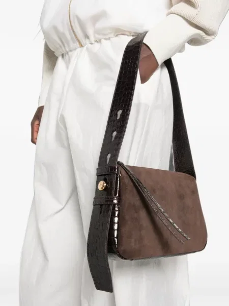Geantă Tory Burch din piele de căprioară maro
