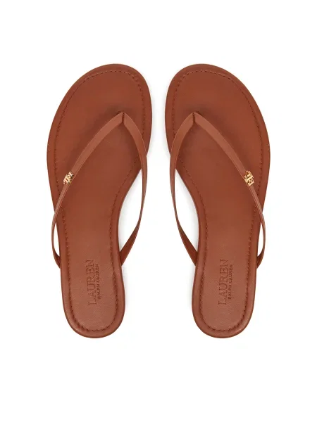 Șlapi Lauren Ralph Lauren din piele maro