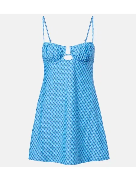 Rochie Montce în carouri albastru