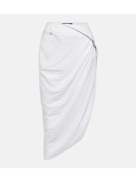 Fustă midi Jacquemus drapată până la genunchi alb