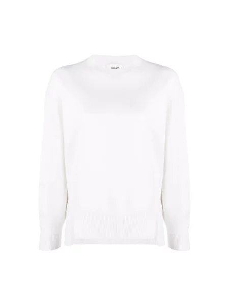 Sweter Bally wełniany z kapturem biały