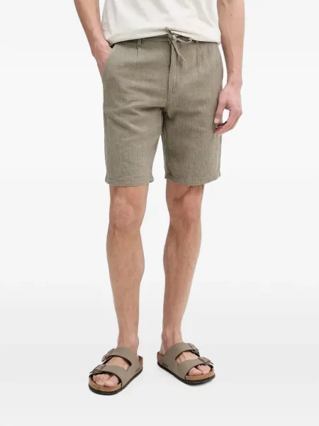 Pantaloni scurți Lindbergh cu model herringbone cu cordon verde