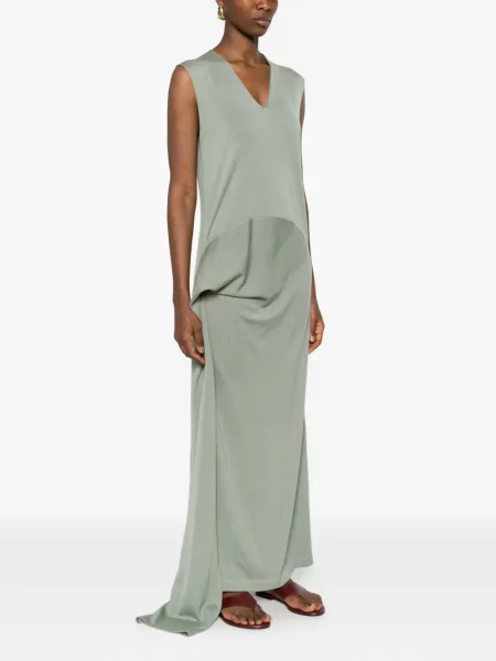Rochie maxi Jil Sander cu decolteu în V drapată verde