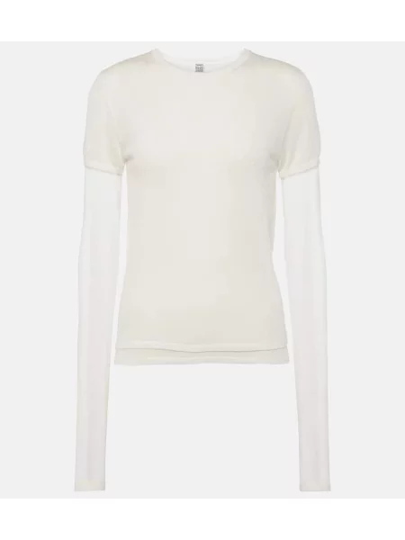 Pulover Toteme din jerseu alb