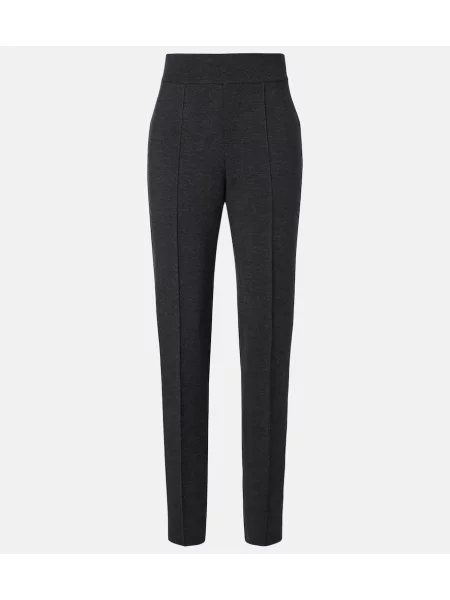 Pantaloni Alaïa de lână conici gri