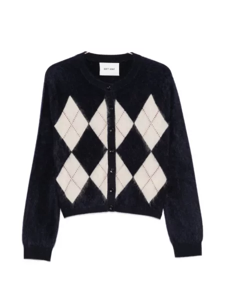 Cardigan Soft Goat din cașmir cu model argyle albastru