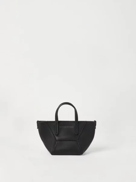 Geantă shopper Brunello Cucinelli din piele negru