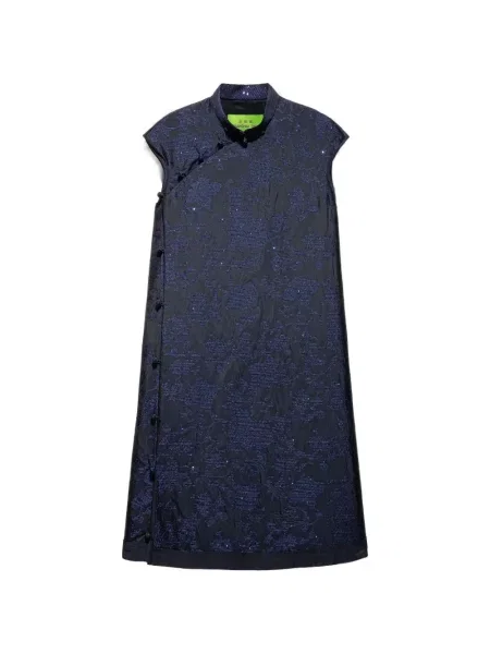 Rochie Shanghai Tang cu model floral cu imagine de costum albastru